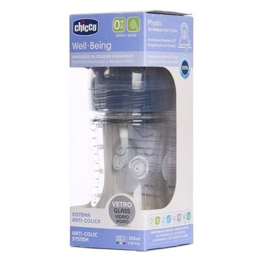 BIBERÓN CHICCO WELL BEING VIDRIO GLASS 0M+ TRANSPARENTE 150 ML - 2