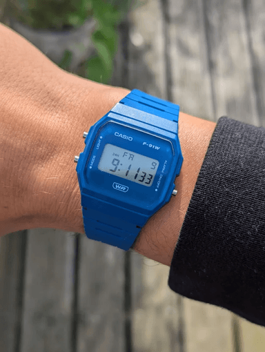 RELOJ CASIO UNISEX DIGITAL F-91WB-2A1DF AZUL - 3