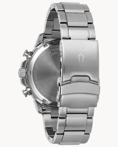 RELOJ BULOVA 96B256 MARINE STAR CRONOGRAFO 100 MTS PLATEADO FONDO AZUL - 3