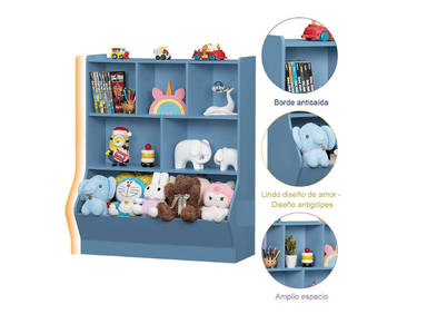 LIBRERO MUEBLES GAUDI AZUL JUGUETERO ORGANIZADOR INFANTIL EDURNE 3 NIVELES - 3