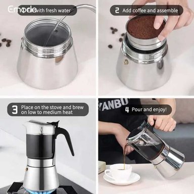 CAFETERA EXPRESSO COFFEE POINT MOKA ITALIANA 4 TAZAS VIDRIO/ACERO - 4