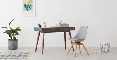 ESCRITORIO YOLODECORO EDELWEISS 120 CM X 120 CM NOGAL Y GRIS - 2