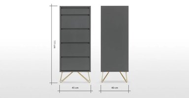 COMODA YOLODECORO ELONA TOCADOR CARBON 4 CAJONES GRIS - 6