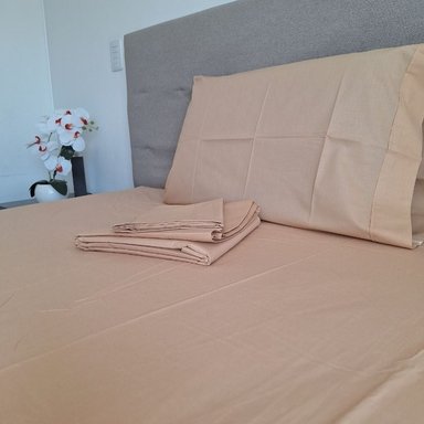 SET SÁBANAS LUJO 1 PLAZA BEIGE 3 PIEZAS - 2
