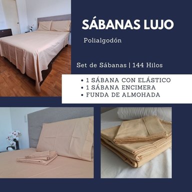 SET SÁBANAS LUJO 1 PLAZA BEIGE 3 PIEZAS - 4