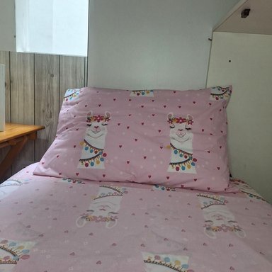 SET SÁBANAS LUJO 1 PLAZA ROSADO ESTAMPADO INFANTIL CORAZONES 3 PIEZAS - 3