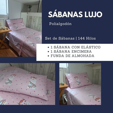 SET SÁBANAS LUJO 1 PLAZA ROSADO ESTAMPADO INFANTIL CORAZONES 3 PIEZAS - 4
