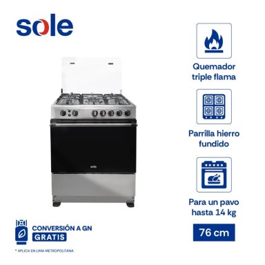 COCINA DE PIE A GAS SOLE CLASSIC DUBAI GLP/GN 76 CM 5 QUEMADORES - 1