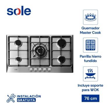 COMBO SOLE COCINA A GAS OLE SOLCO038 5 QUEMADORES + CAMPANA EXTRACTORA VENUS PLUSS - 5