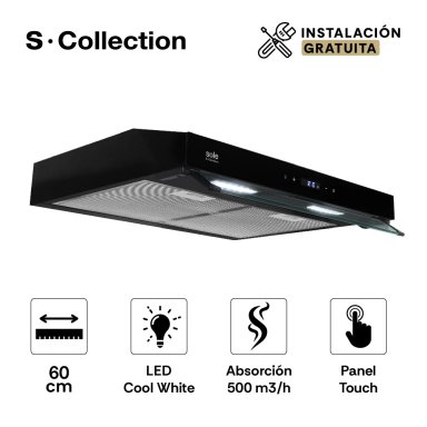 CAMPANA EXTRACTORA SOLE ANCHO 60CM SLIM BLACK S-COLLECTION TURE18CO 2M - 1