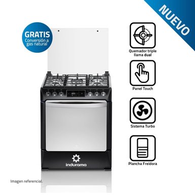 COCINA A GAS GLP INDURAMA 5 HORNILLAS NIZA NEGRO - 1