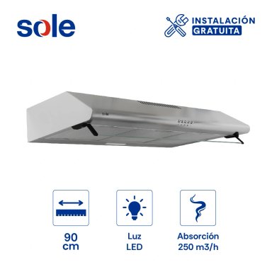 CAMPANA EXTRACTORA SOLE ANCHO 90CM 3120TURE22CO HERA 1 MOTOR INOXIDABLE - 1