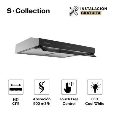 CAMPANA EXTRACTORA SOLE ANCHO 60CM 3120TURE93CO SC 2M SLIM INOXIDABL - 1