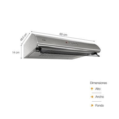 CAMPANA EXTRACTORA SOLE ANCHO 60CM 3120TURE23CO ATENEA 1 MOTOR INOXIDABLE - 4