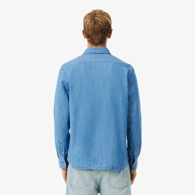 CAMISA MANGA LARGA ALGODÓN HOMBRE LACOSTE CH9084 AZUL - 3