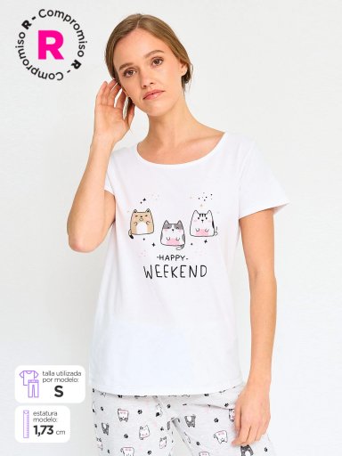 TOP DE PIJAMA MANGA CORTA MUJER INDEX PRINT - 1