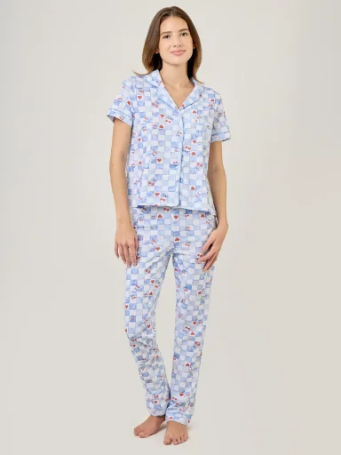 PIJAMA MUJER INDEX BLANCO CORAZÓN Y CEREZAS - 1