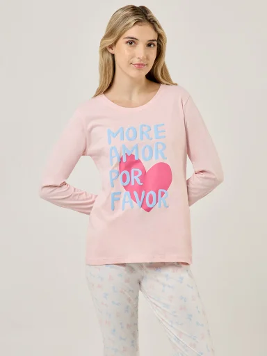 TOP PIJAMA MUJER INDEX ROSADO MORE AMOR - 1