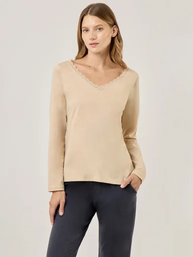 TOP PIJAMA MUJER MARQUIS ARENA ENCAJE - 1