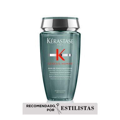 SHAMPOO PURIFICADOR Y FORTIFICANTE PARA CABELLOS DEBILITADOS CON TENDENCIA A LA CAÍDA GENESIS HOMME BAIN FORCE 250ML - 1