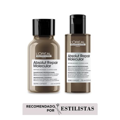 DUO KIT LOREAL PROFESSIONNEL ABSOLUT REPAIR MOLECULAR: SHAMPOO 100 ML + SERUM 75 ML - 2