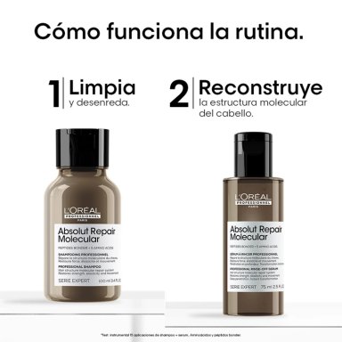 DUO KIT LOREAL PROFESSIONNEL ABSOLUT REPAIR MOLECULAR: SHAMPOO 100 ML + SERUM 75 ML - 5