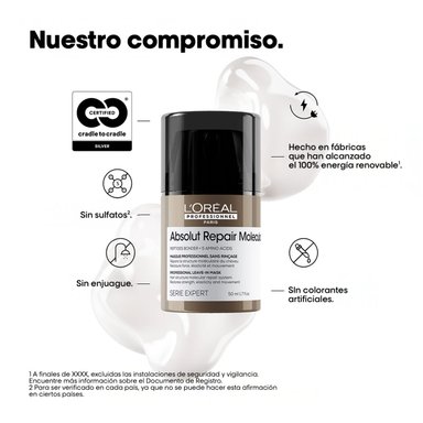 MASCARILLA SIN ENJUAGUE LOREAL PROFESSIONNEL ABSOLUT REPAIR MOLECULAR 50 ML - 8