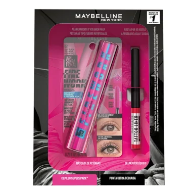 PACK MAYBELLINE MÁSCARA FIREWORK WATERPROOF + DELINEADOR LÍQUIDO TATTOO LINER 48H DEEP IN - 1
