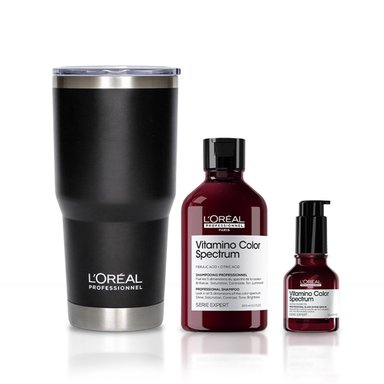 SET LOREAL PROFESSIONNEL VITAMINO COLOR SPECTRUM: SHAMPOO 300ML + SERUM 50ML + REGALO TERMO - 1