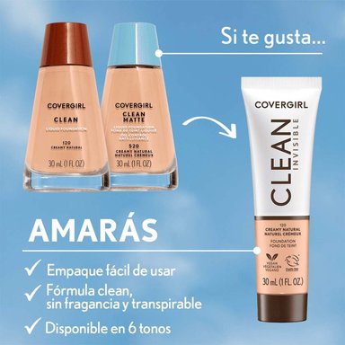 BASE LÍQUIDA COVERGIRL CLEAN INVISIBLE GOLDEN HONEY 163 - 5