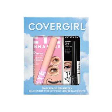 PACK MÁSCARA DE PESTAÑAS COVERGIRL 3D EYE ENHANCER + DELINEADOR PERFECT POINT LIQUID LINER BLACK ONYX - 1