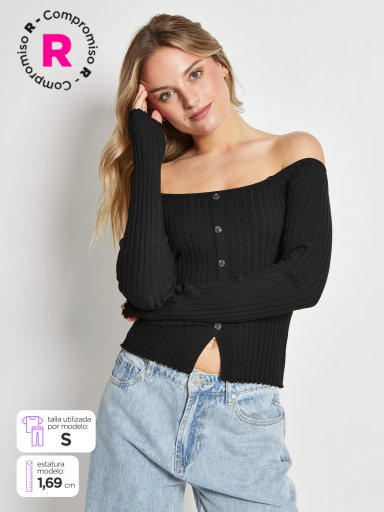 SWEATER MUJER INDEX BOTON - 1