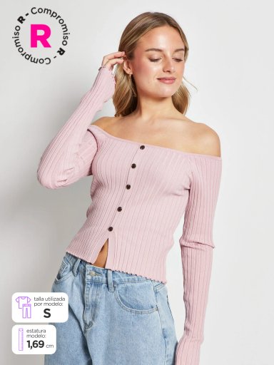 SWEATER MUJER INDEX BOTON - 1