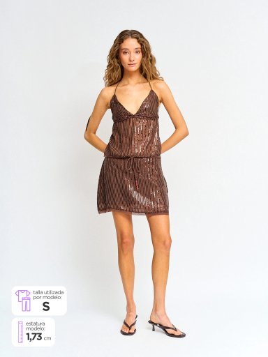 FALDA CORTA MUJER INDEX BRILLO - 1