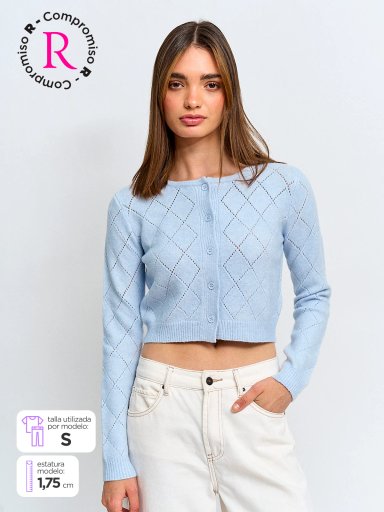CARDIGAN MUJER INDEX CALADO - 1