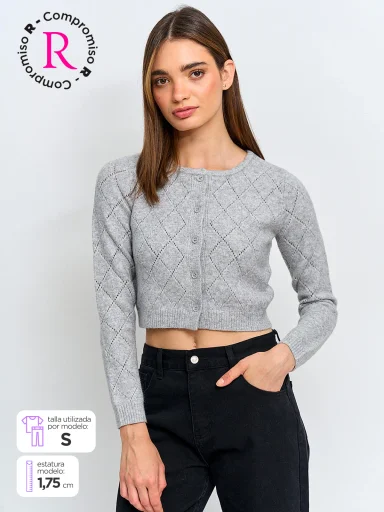 CARDIGAN MUJER INDEX CALADO - 1