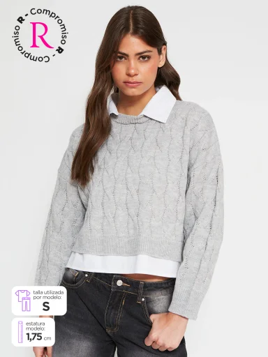 SWEATER MUJER INDEX CON BLUSA - 1