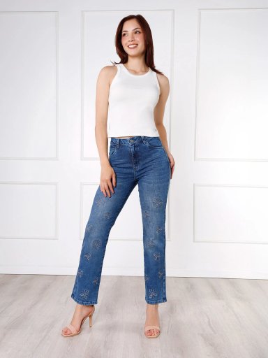 JEANS ALGODÓN STRAIGHT MUJER KANSAS PERLA - 1