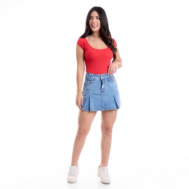 FALDA SHORT ALGODÓN MUJER METAL JEANS - 2