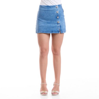 FALDA SHORT ALGODÓN MUJER METAL JEANS - 1