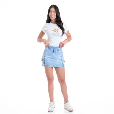 FALDA SHORT ALGODÓN MUJER METAL JEANS - 2