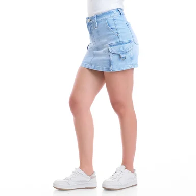 FALDA SHORT ALGODÓN MUJER METAL JEANS - 3