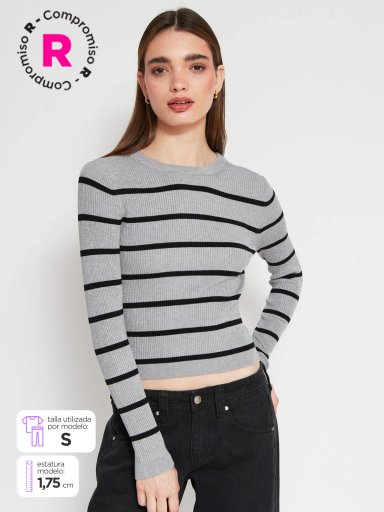 SWEATER MANGA LARGA MUJER INDEX RIB - 1