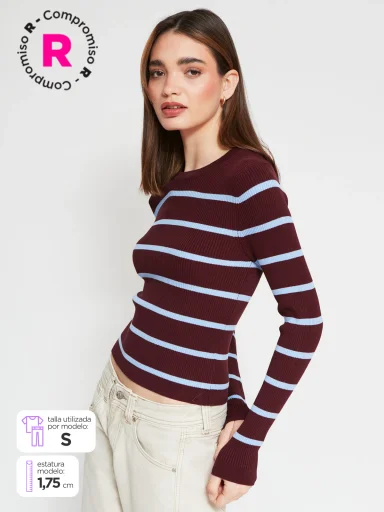 SWEATER MANGA LARGA MUJER INDEX RIB - 1