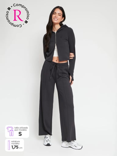 PANTALÓN DE BUZO WIDE LEG MUJER INDEX - 1