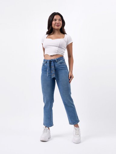 JEANS ALGODÓN STRAIGHT MUJER BRONCO AZURHA - 1
