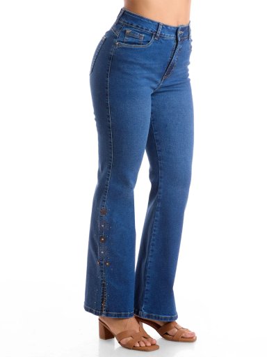 JEANS FLARE MUJER METAL JEANS BORDADO ANDINA - 3