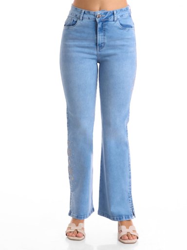 JEANS FLARE MUJER METAL JEANS BORDADO ANDINA - 1