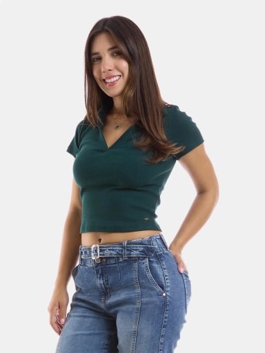 POLO MUJER METAL JEANS RIB CAMISERO SAMI - 1