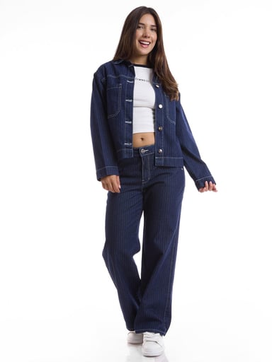 CASACA MUJER METAL JEANS RAYAS ROMA - 1